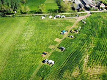 A drone generated image of campsite