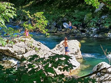 Wild swimming area on the idrijca river