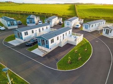 Exterior view of static caravans