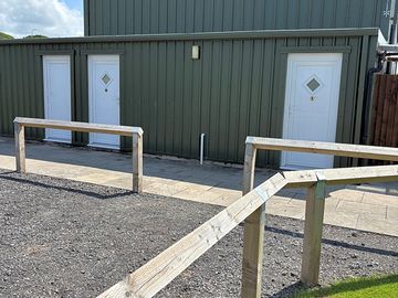 Outside of the toilets