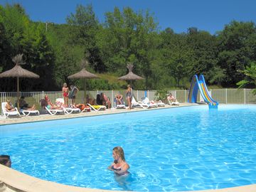 Relaxing by the pool