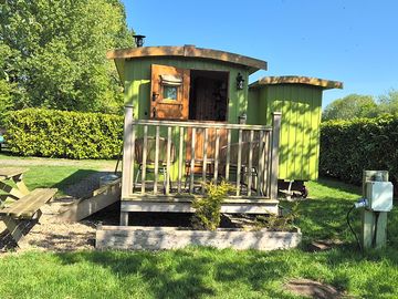The croft hut entrance with ensuite hut seen next door