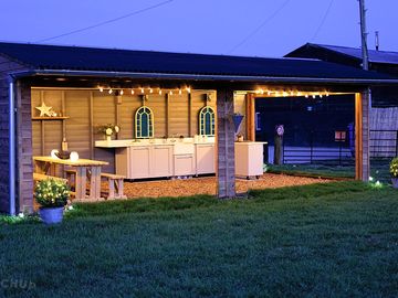 One of the outdoor kitchen areas