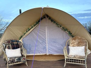 The deck of the daffodil luxury bell tent