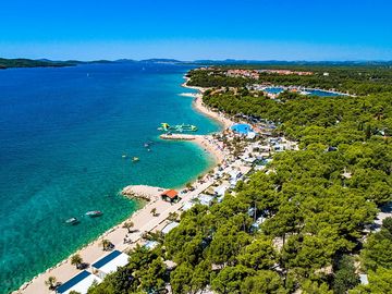 Aerial view of the beachside setting
