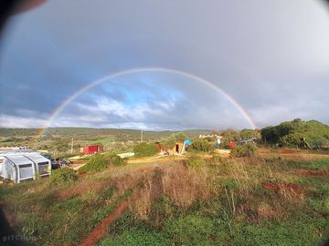 Rainbow over the pitches