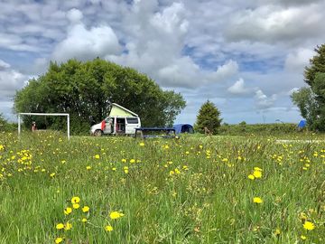 Some of the electric and non-electric grass pitches overlooking the play area