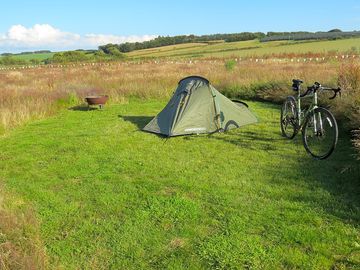 Tent pitch with bike