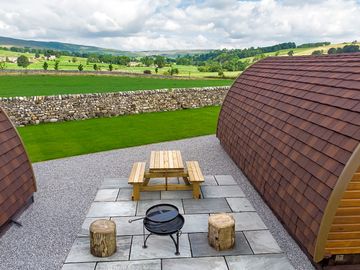 Outdoor seating and barbecue area