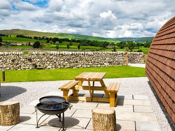 Outdoor seating and barbecue area