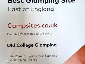 Award winner for best glamping site