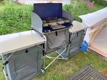 Fully equipped camping kitchen