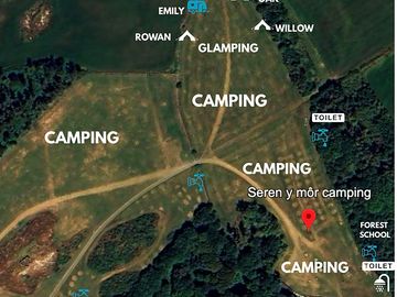 Site map both large fields are open. the walk is approx 20 minutes. please download arrival pack