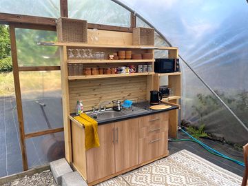Well equipped camp kitchen for this days you don’t want to light the bbq or firepit