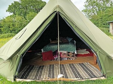 Looking into the tent