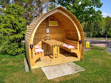 The shelter pod. free for all to use. reading light, phone charging point. enjoy the view
