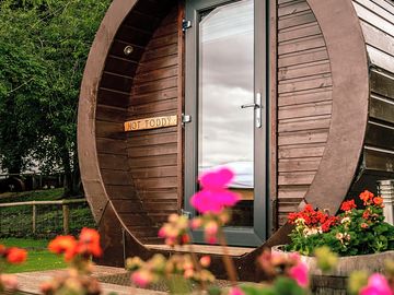 Exterior of whisky barrel microlodge