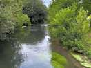 The stream that runs around the site
