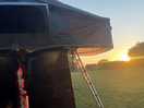 Roof tent and sunset