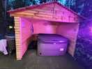 View of hot tub from hut