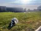 Chilling in the sun next to the pitch