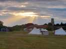 Evening sunset with church in background