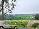 The view from the main house across the misty hills of shropshire.