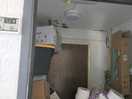 Inside the disabled toilet showing mould on the ceiling.
