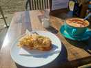 Site cafe almond croissant for breakfast
