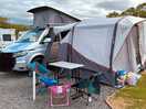 Pitch big enough for can and awning plus a grass area to the side.
