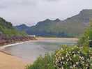 Beach at low tide next to site