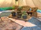 Bell tent with seating for relaxing