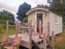 Shepherds hut with outdoor seating