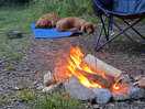 Relaxing by the fire