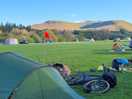View across the campsite back towards branau brechiniog.