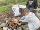 Boys making fire
