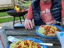 We enjoyed our veggie chilli alfresco