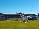 Lovely blue sky while boys played football