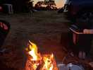 Open fire and sunset.