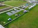 Overhead drone shot of campsite
