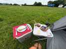 Having breakfast at the campsite