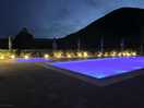Evening at the onsite restaurant overlooking the pool