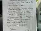 Menacing note left by the owner. pregnant partner and daughter were not impressed.