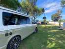 Van will fit sideways or front to back in pitch