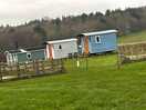 View of some of the shepherd huts from my campervan - they looked lovely