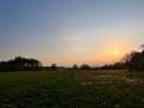 Sunset walk across the fields towards evenlode
