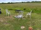 Chairs and picnic bench provided