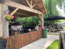Outside pizza oven and garden seating!