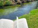 Sat reading by the stream