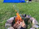 Campfire and toasted marshmallows after dinner